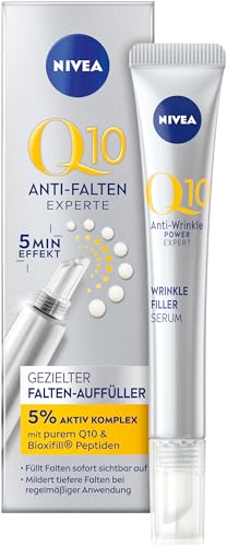 NIVEA Q10 Gesichtspflege, Serum mit Q10 und aktiven Anti-Age Wirkstoffen, Anti-Falten Creme, Tagescreme stimuliert Kollagen Produktion, Anti-Falten Experte Gezielter Falten-Auffüller (15 ml) im Sale